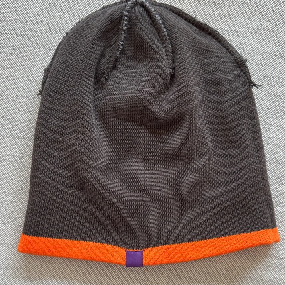 Kids Gray and Orange 'TIGERS' Knit Beanie